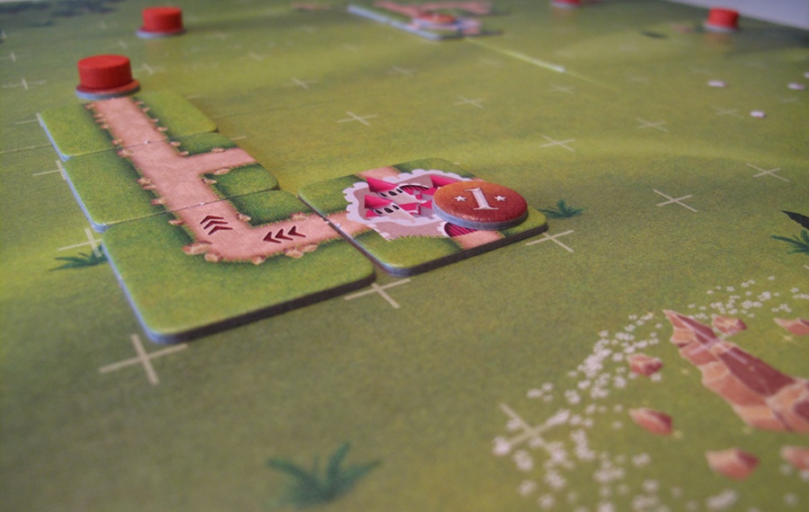 Spillerne forsøger at bygge handelsruter mellem slottene og landsbyerne, for at sikre sig forsyninger af rav.