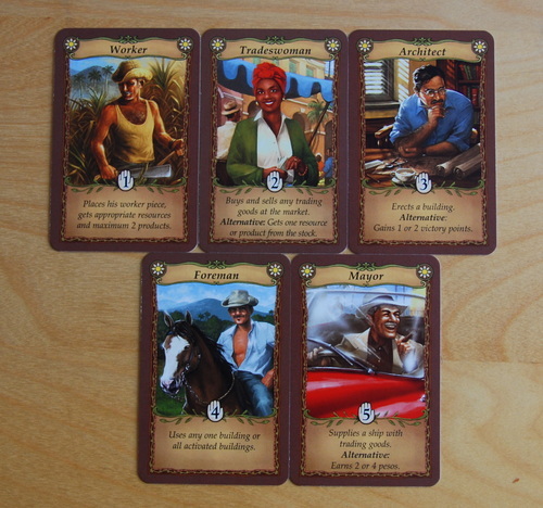 Hver spiller har de samme fem karakterkort.