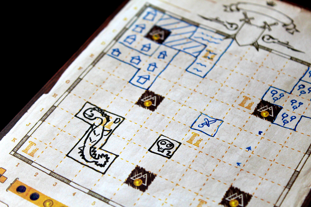 En spillers landkort med en pæn drage midt på.